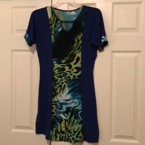 Mini dress royal blue with safari design